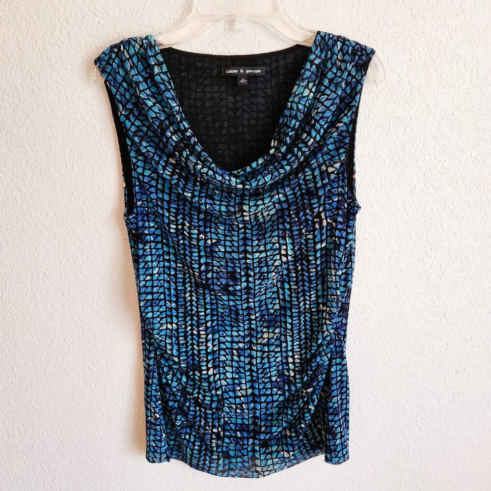 Cable & Gauge Nylon Cowl Neck Sleeveless Top M